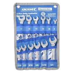 Kincrome Stubby Combination Spanner Set 12 Piece - Metric/Imperial
