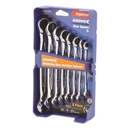 Kincrome Ratcheting Open End Gear Spanner Set 8 Piece - Imperial