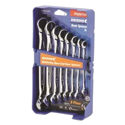 Kincrome Ratcheting Open End Gear Spanner Set 8 Piece - Imperial
