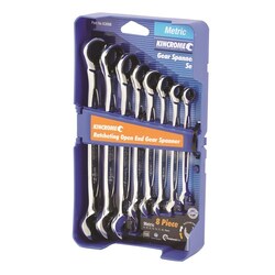 Kincrome Ratcheting Open End Gear Spanner Set 8 Piece - Metric