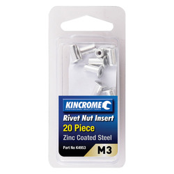 Kincrome Rivet Nut Insert M3 (Zinc Coated Steel) - 20 Pack