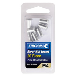Kincrome Rivet Nut Insert M4 (Zinc Coated Steel) - 20 Pack