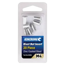 Kincrome Rivet Nut Insert M4 (Zinc Coated Steel) - 20 Pack