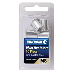 Kincrome Rivnut Zinc Steel M8 10 Piece