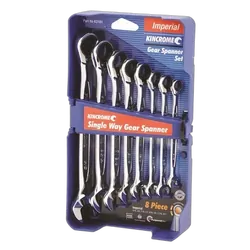 Kincrome Single Way Gear Spanner Set 8 Piece - Imperial