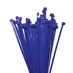 KT Accessories Nylon Cable Ties, Blue, 200mm Long x 4.8mm Wide, Pack of 100