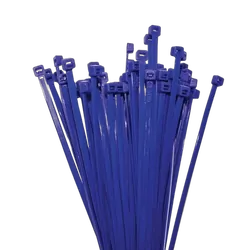 KT Accessories Nylon Cable Ties, Blue, 200mm Long x 4.8mm Wide, Pack of 100