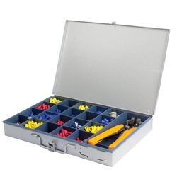 KT Accessories Insulated Terminal Kit Assortment in Heavy Duty Steel Case with Wire Stripper, 731 Pieces
