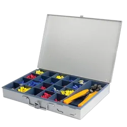 KT Accessories Insulated Terminal Kit Assortment in Heavy Duty Steel Case with Wire Stripper, 731 Pieces