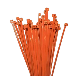 KT Accessories Nylon Cable Ties, Orange, 300mm Long x 4.8mm Wide, Pack of 100
