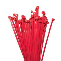 KT Accessories Nylon Cable Ties, Red, 300mm Long x 4.8mm Wide, Pack of 100.