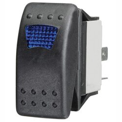 KT Accessories Blue LED Sealed Rocker Switch, On/Off, 16Amps at 12V, Bulk Pack