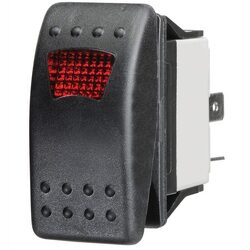 KT Accessories Red LED Sealed Rocker Switch, On/Off, 16Amps at 12V,