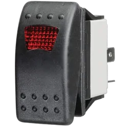 KT Accessories Red LED Sealed Rocker Switch, On/Off, 16Amps at 12V,