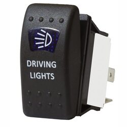 KT Accessories Blue LED ‘Driving Light’ Sealed Rocker Switch, On/Off, 16Amps at 12V,