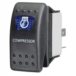 KT Accessories Blue LED ‘Air Compressor’ Sealed Rocker Switch, On/Off, 16Amps at 12V, Bulk Pack