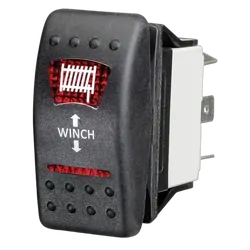 KT Accessories Red LED 'Winch' Sealed Rocker Switch, On/Off, 16Amps at 12V, Bulk Pack