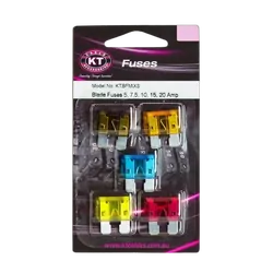 KT Accessories Blade Fuse, 5Amp, 7.5Amp, 10Amp, 15Amp, 20Amp, Pack, 5Pcs