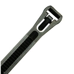 KT Accessories Releasable Cable Ties, Black UV Treated, 130mm Long x 7.6mm Wide, 100 Pack