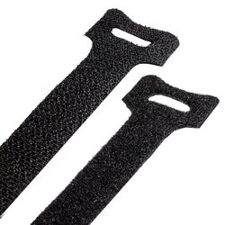 KT Accessories Velcro Straps, Black, 200mm Long x 19mm Wide, 100 Pack