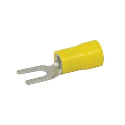 KT Accessories Terminals, Fork, Yellow, 6mm, Pack 8