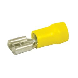 KT Accessories Terminals, Female, Yellow, 6.3mm, Pack 8