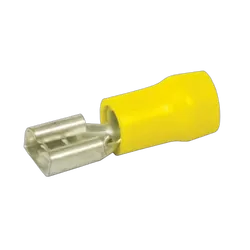 KT Accessories Terminals, Female, Yellow, 6.3mm, Pack 8