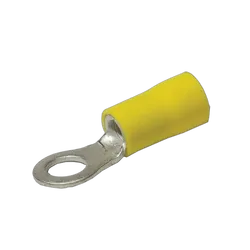 KT Accessories Terminals, Ring, Yellow, 13mm, Pack 8