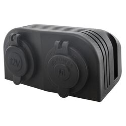 Dual Surface Mount With 1 X Cigarette Socket & 1 X Merit Socket With Covers