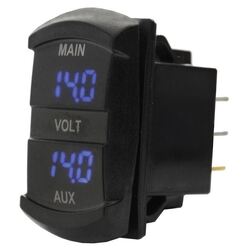 Dual Voltmeter Rectangular For Main/Auxiliary Batteries 12/24V Blue Led 36.8 X 21.1Mm