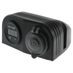 Dual Surface Mount With 1 X Cigarette & 1 X Voltmeter With 12V Cover