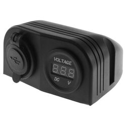 Dual Surface Mount With 1 X Usb Socket & 1 X Voltmeter With Usb Cover