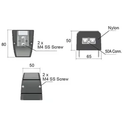 50A Surf Mount Power Connector Grey Plug And Black Panel Surface Mount Style