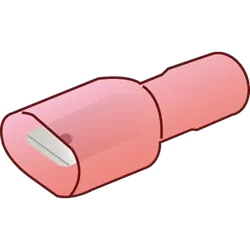 Fully Insulated Male Blade Red Polycarbonate 6.3X0.8Mm 50 Pack