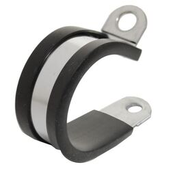 25Mm S/S Cable Clamp [10Pcs] Width 15Mm Hole Size 6.4Mm Epdm Rubber Stainless Steel