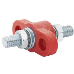 3/8In Feed Thru Power Post Red 250A Zinc Plated Brass Post Thermoplastic Base