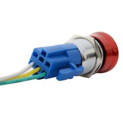 No/Nc Panel Mnt Metal E-Stop Pre-Wired 150Mm Twist To Reset 28Mm M/Head 22Mm Hole Dia.