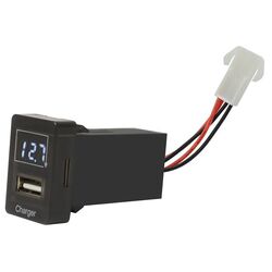 Usb/Voltmeter to suit Toyota Late Blue Small 28 X 17Mm Hole Size Usb/Voltmeter