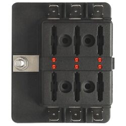 32Vdc 6 Way Ats Fuse Block Clear Cover 85 X 70Mm Fuse Blown: Red Led On