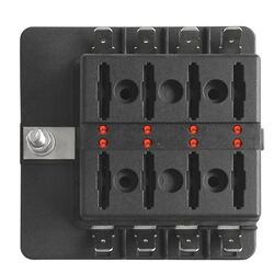 32Vdc 8 Way Ats Fuse Block Clear Cover 85 X 85Mm Fuse Blown: Red Led On