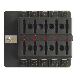 32Vdc 10 Way Ats Fuse Block Clear Cover 85 X 100Mm Fuse Blown: Red Led On
