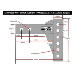 Mister Hitches Wdh Shank 8.5 Shank With 2 X Pin Holes (Suits For Ford Ranger)"
