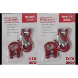 Dix Engineering Mawby Hook Trailer Safety Chain Coupling - Pair