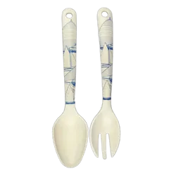 NautiGo Bamboo Salad Servers - 'Sail Away'