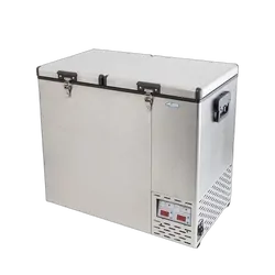 National Luna 110lt Fridge 2 Door Dual Thermostat Stainless Steel