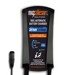 Ozcharge 24V 4A Mobility Battery Charger - 3 Pin Xlr Type Connector - Gst Exempt