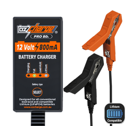 Ozcharge 12V 0.8A Battery Charger Pro + Lithium