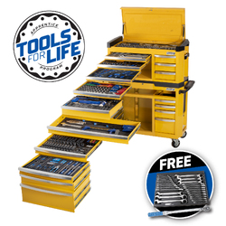 Kincrome Contour Wide Workshop Tool Kit 551 Piece 17 Drawer 42" Yellow
