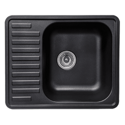 NCE 585MM NCE ONE PIECE BLACK SQUARE SINK WITH DRAIN