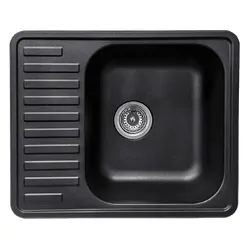 NCE One Piece Square Sink w/ Drain 585mm Black